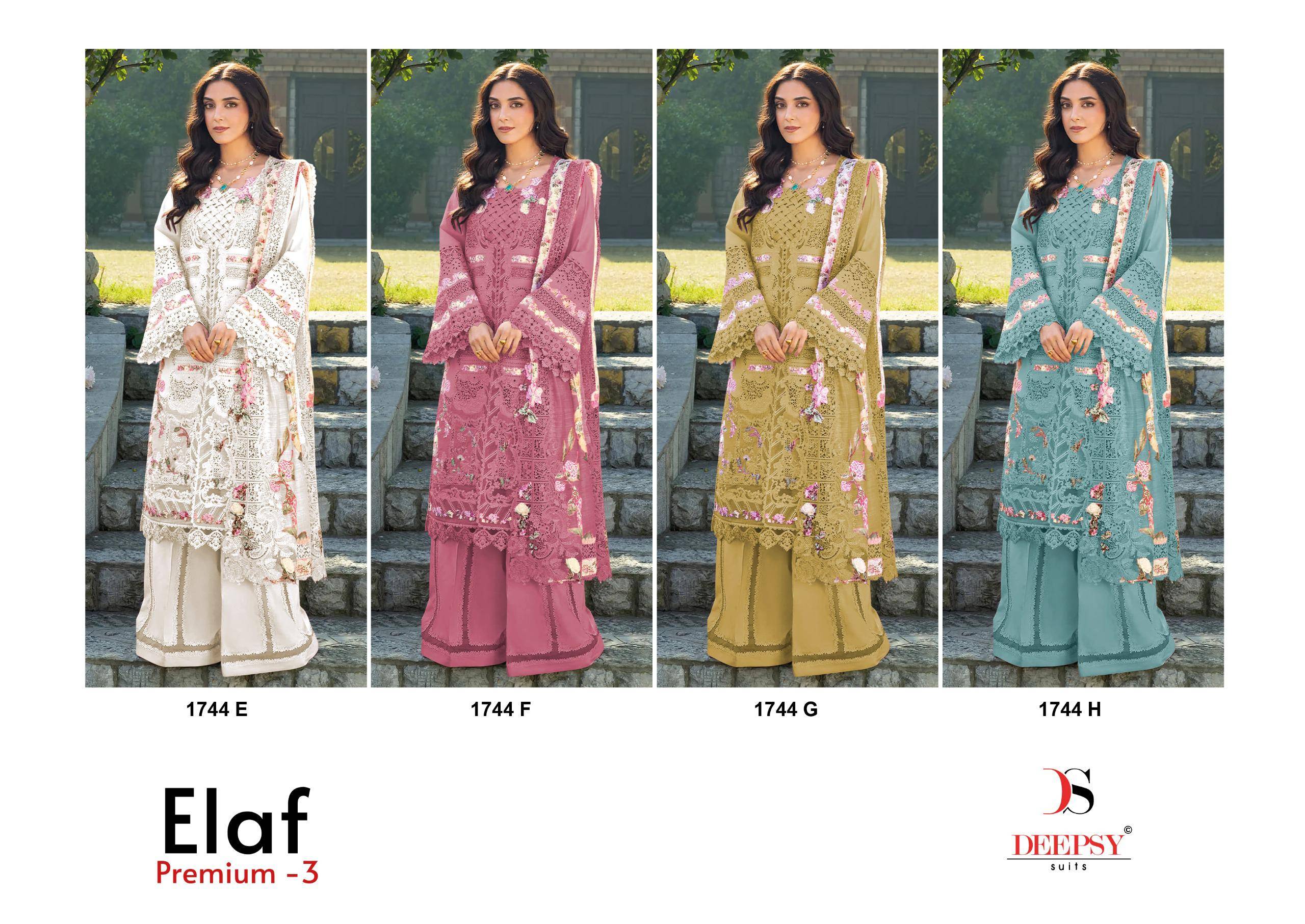 ELAF  Premium-3 Luxury Lawn by DEEPSY SUITS Beautiful Pakistani Suits Wear Pure Cotton Dresses At Wholesale Price